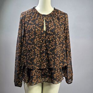 Nine West Black and Brown Floral Blouse (Rack5)